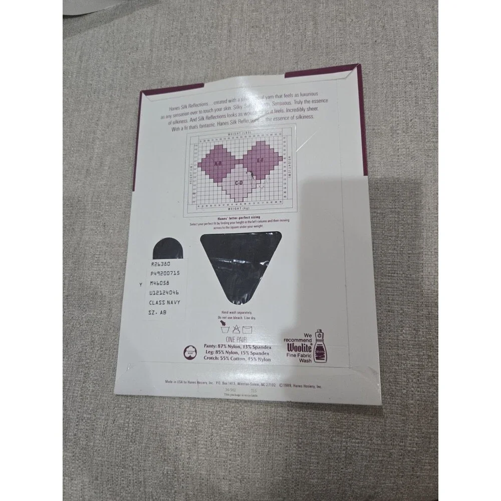 Vintage 1989 Hanes Silk Reflections Pantyhose Classic Navy Size AB Sealed NOS
